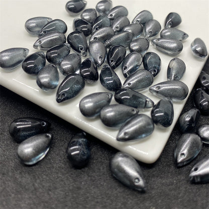 Czech Glass Beads Teardrop 8mm 14mm Glossy Purple Pink Iridescent 100pcs 21