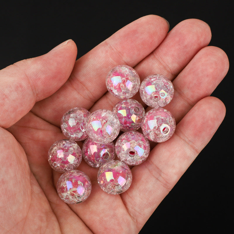 Plating Round Acrylic Beads 16mm Crackle Iridescent Pastel 50pcs 3