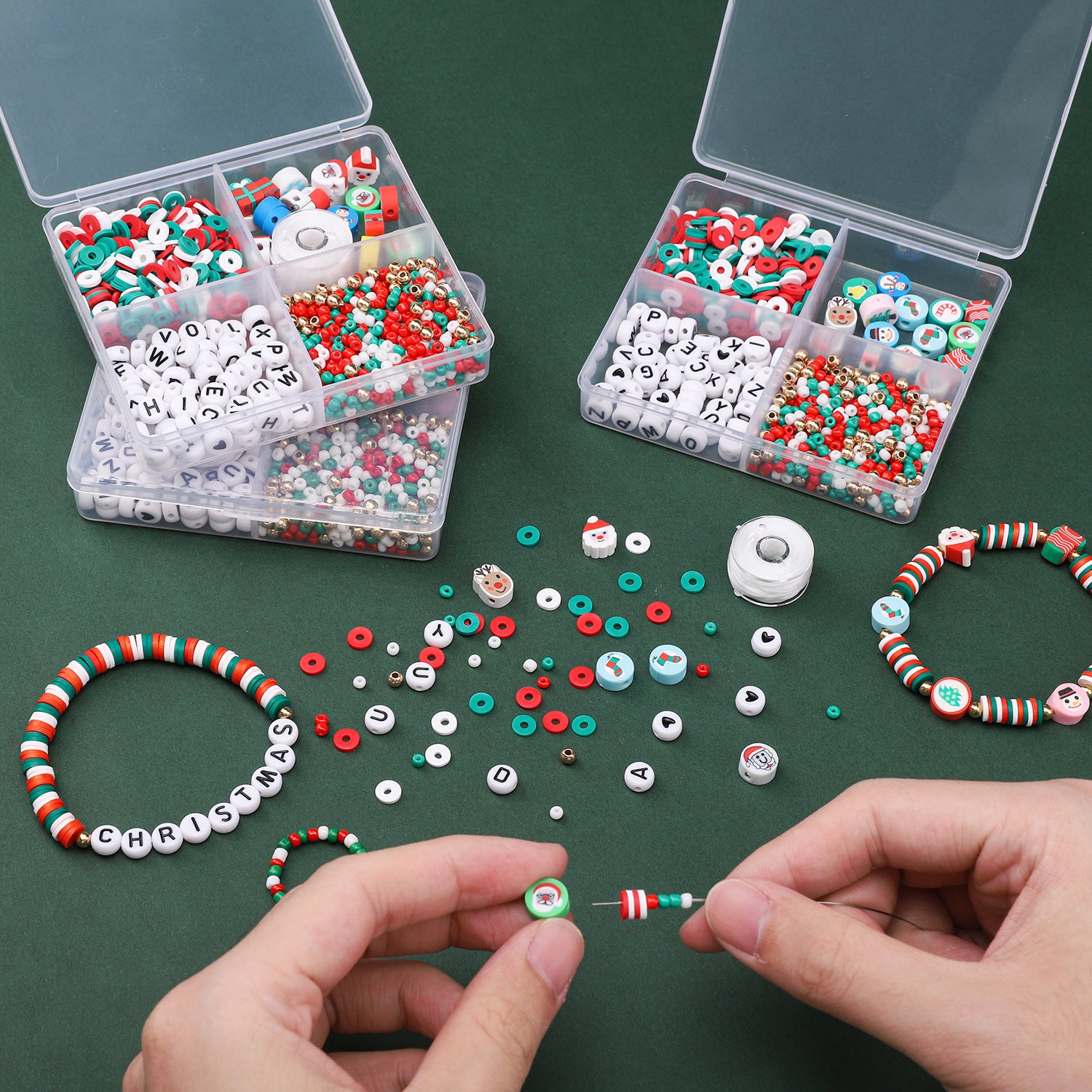 Christmas Heishi Clay Beads 6mm Festive Mixed Colors 1box 940pcs