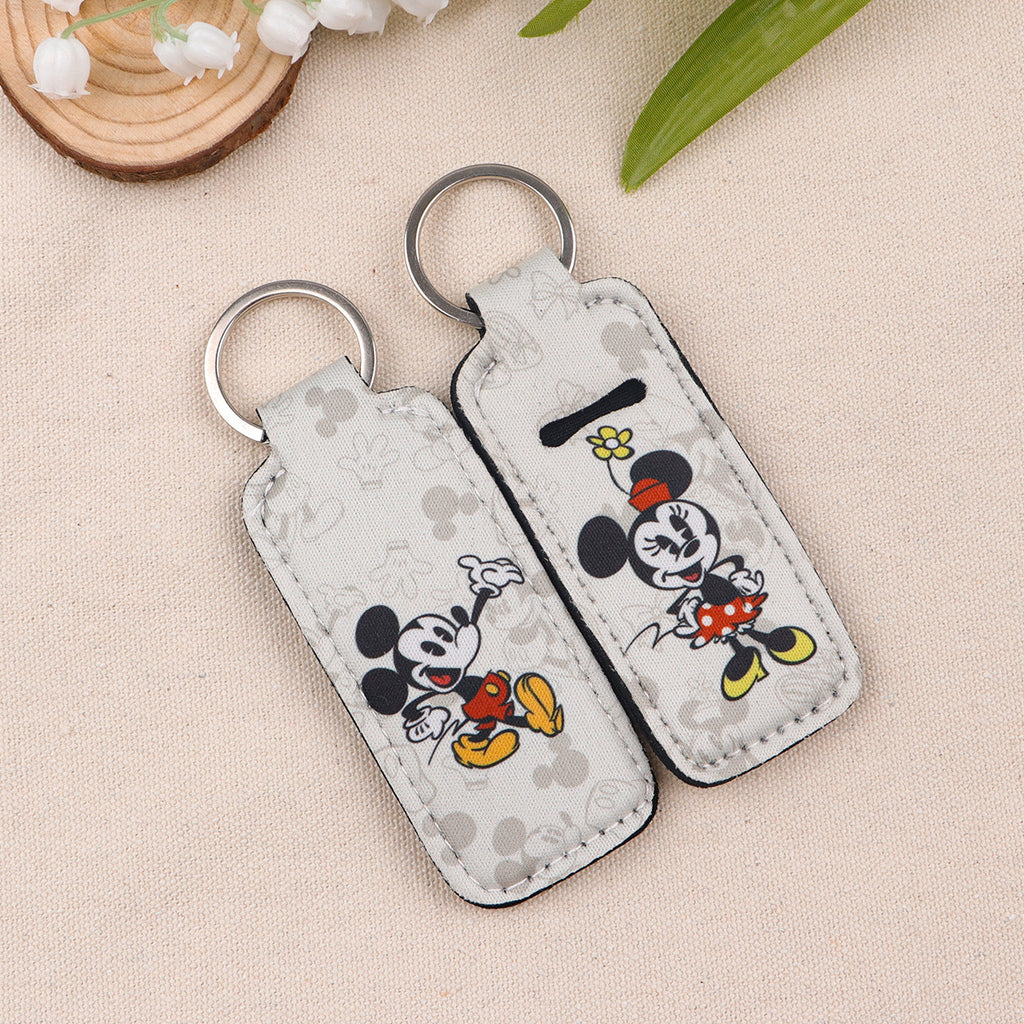 Cartoon Character Chapstick Holder Keychain Neoprene Colorful 8pcs 4