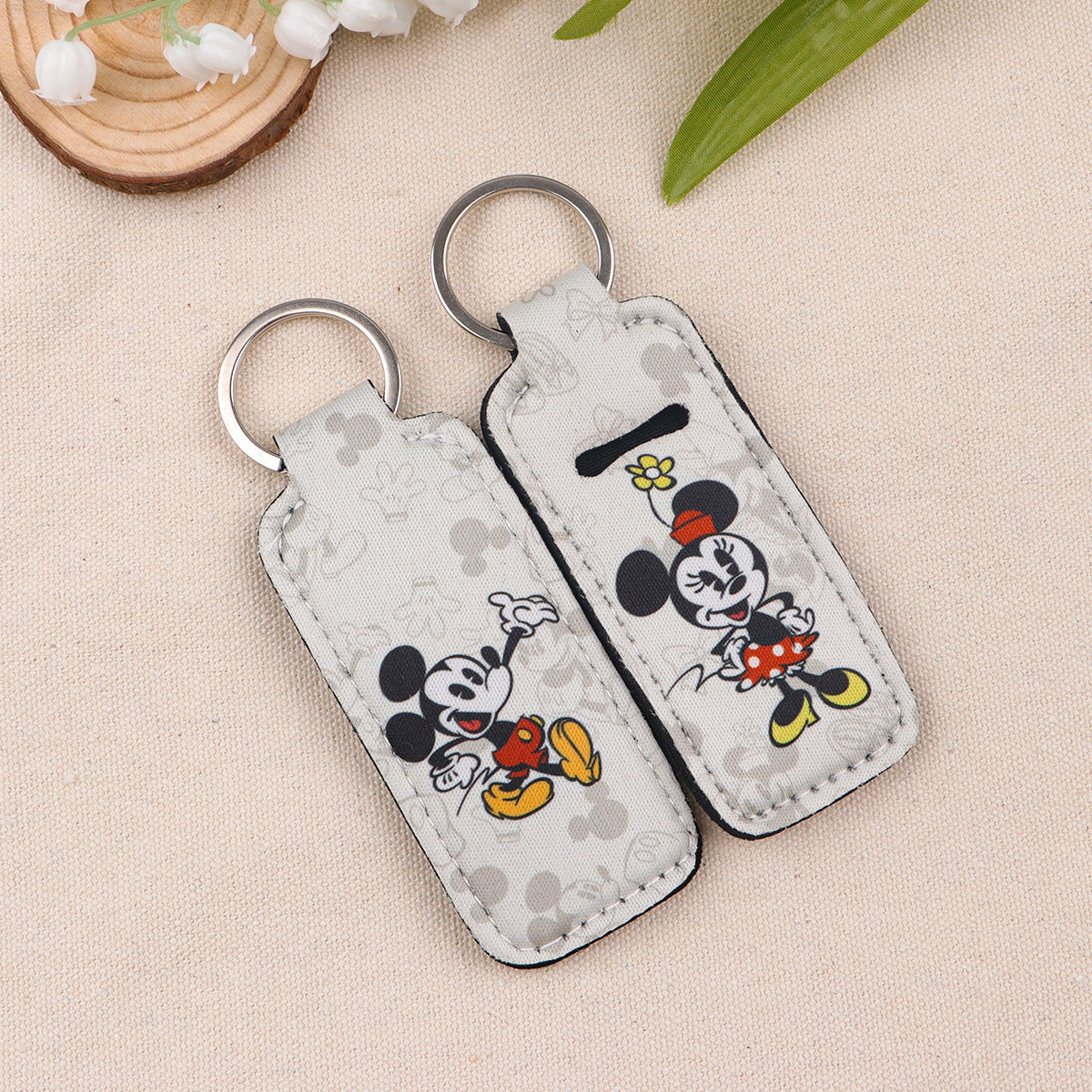 Cartoon Character Chapstick Holder Keychain Neoprene Colorful 8pcs 4