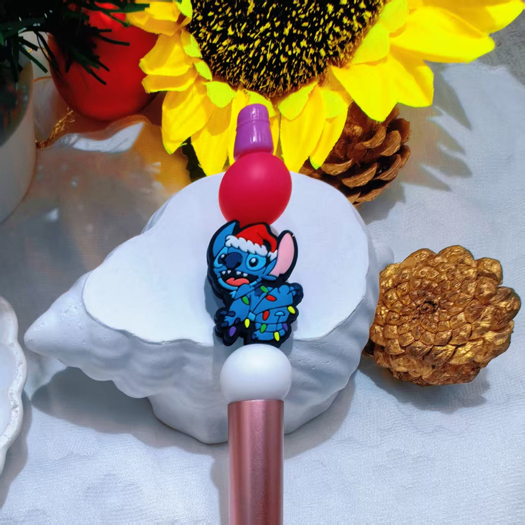 Silicone Focal Beads Christmas Stitch Wearing Christmas Hat 20pcs 6