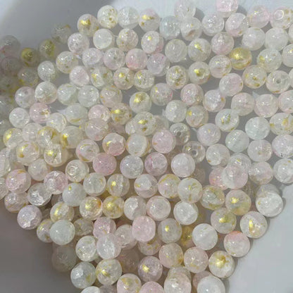 Crackle Round Glass Beads 10mm Gradient Colors with Gold Foil 60pcs 10
