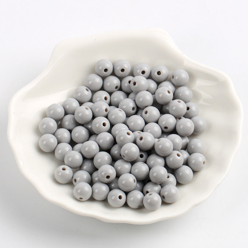Solid Color Round Acrylic Beads 6mm Glossy Finish 600pcs 11