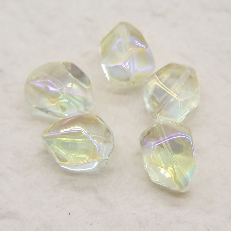 Electroplated Stone Shaped Glass Beads 17mm Vivid Colors 80pcs 10