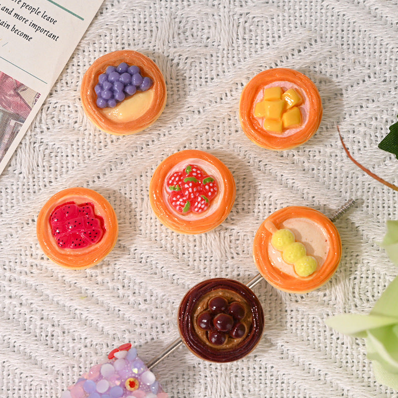 Fruit Tart Resin Beads 20mm Glossy Miniature Bakery 10pcs 4
