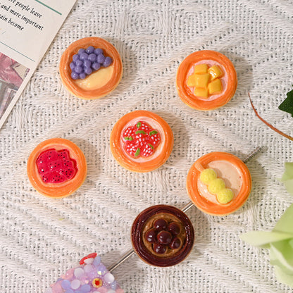 Fruit Tart Resin Beads 20mm Glossy Miniature Bakery 10pcs 4
