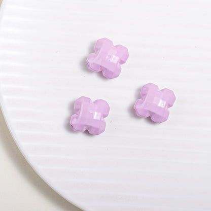 Glossy Painted Faceted Four-Leaf Clover Acrylic Beads 16mm 5pcs 4