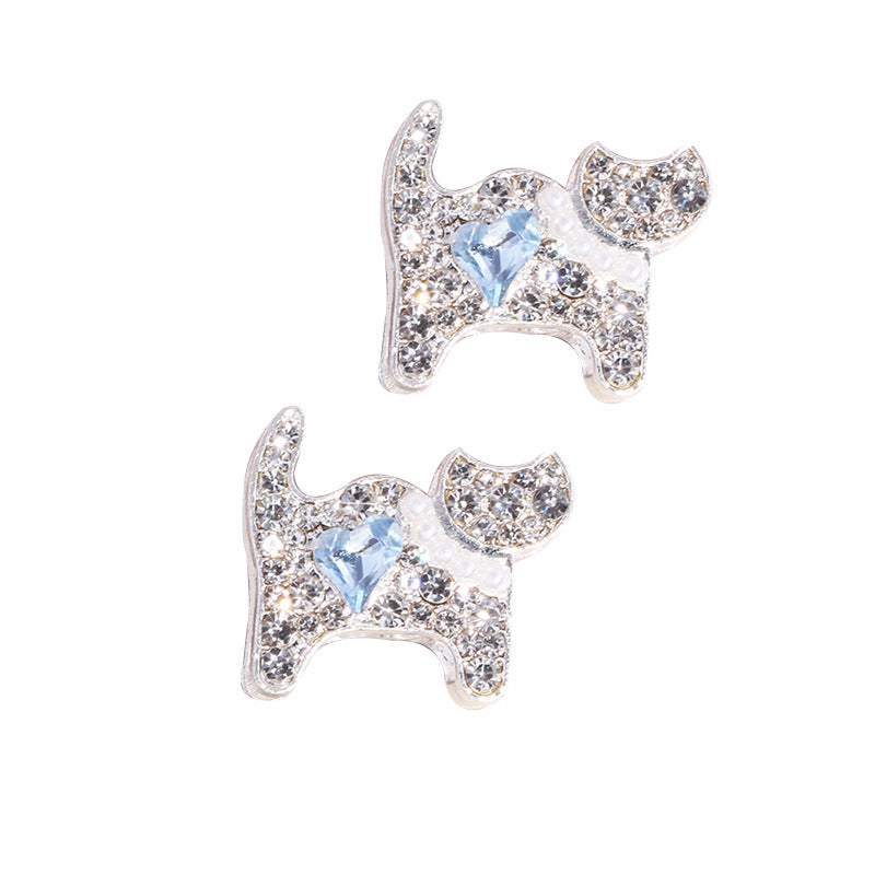 Double-Sided Cat Rhinestone Beads 22mm Full Pave Alloy 3pcs 5