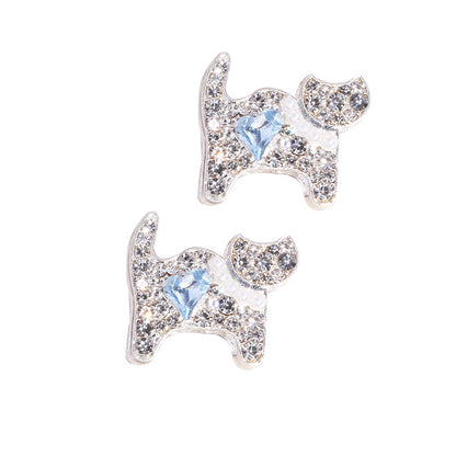 Double-Sided Cat Rhinestone Beads 22mm Full Pave Alloy 3pcs 5