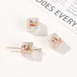 Lampwork Glass Beads Cube 10mm Silver Foil Confetti 4pcs 7