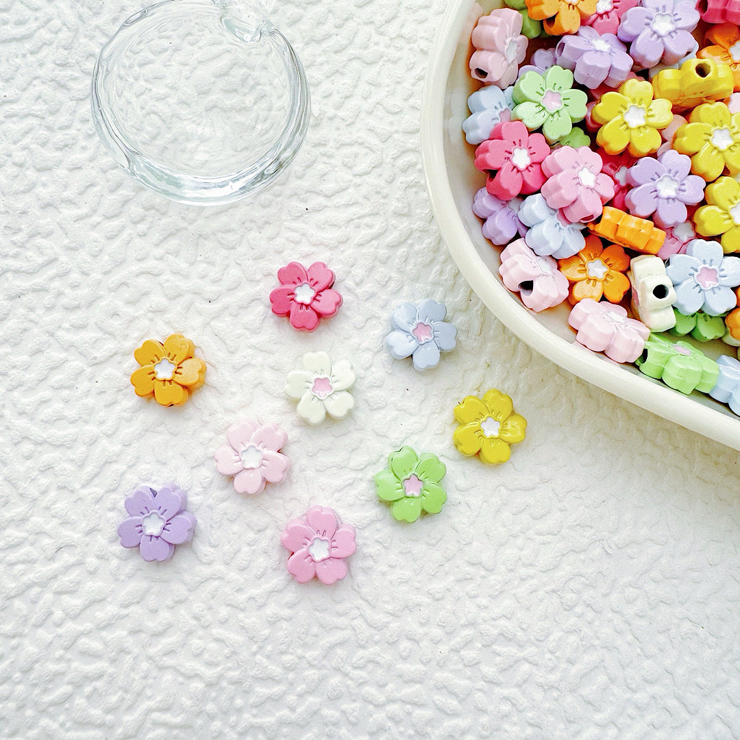 Flower Metal Beads 10mm Baking Painted Cherry Blossom 20pcs 2
