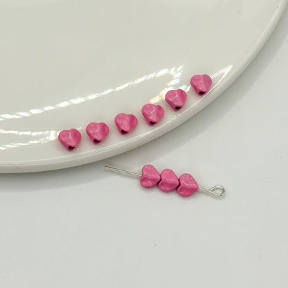 Heart Metal Beads 5mm Baking Painted Glossy Alloy 30pcs 8