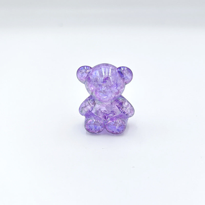 Crackle Bear Acrylic Beads 31mm Glossy Textured Pastel 5pcs 9