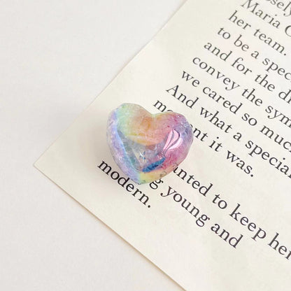 Plating Gradient Faceted Crackle Heart Acrylic Beads 22mm 50pcs 10