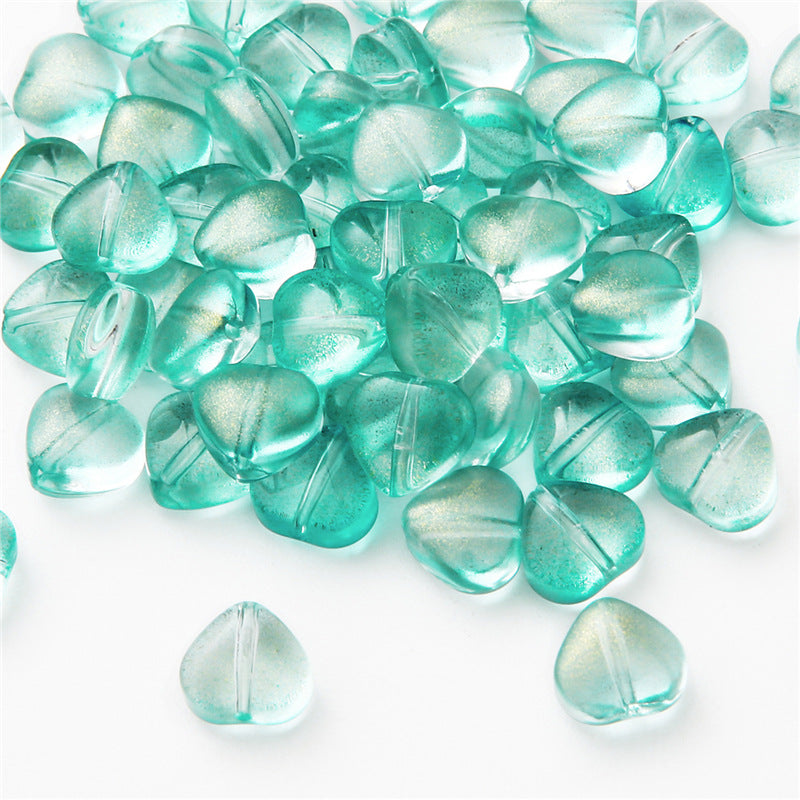Heart Shape Glass Beads 8mm Frosted Iridescent Pastel 20pcs 7