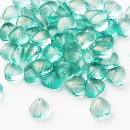 Heart Shape Glass Beads 8mm Frosted Iridescent Pastel 20pcs 7