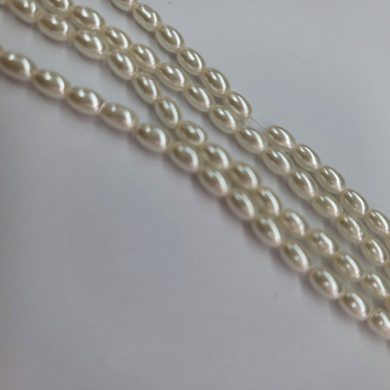 Oval Pearl Glass Beads 4mm 6mm 8mm Cream Pale Mint Smooth Finish 2