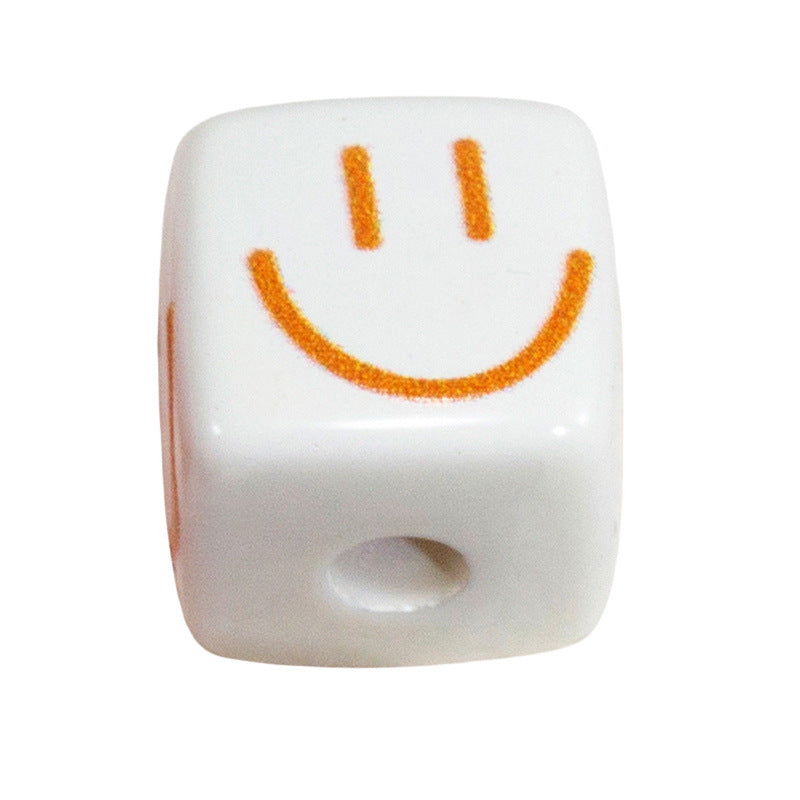 Colorful Smiling Face Acrylic Square Beads 14mm 10pcs 4