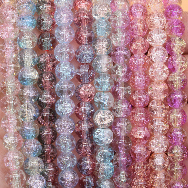 Crackle Round Glass Beads 8mm Gradient Dual Color Translucent 100pcs