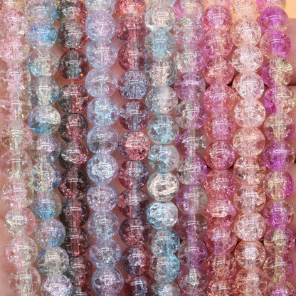 Crackle Round Glass Beads 8mm Gradient Dual Color Translucent 100pcs