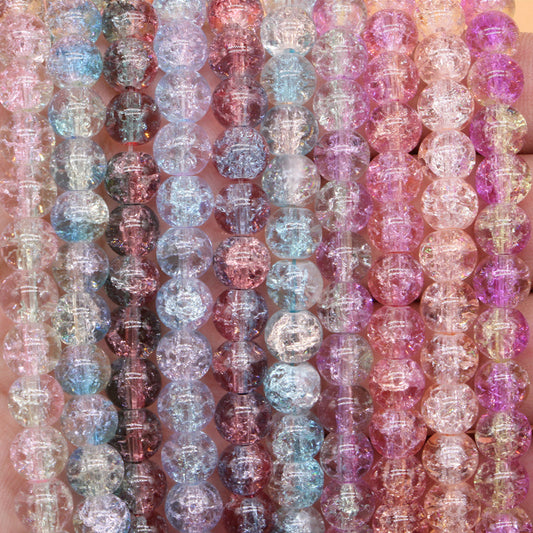 Crackle Round Glass Beads 8mm Gradient Dual Color Translucent 100pcs