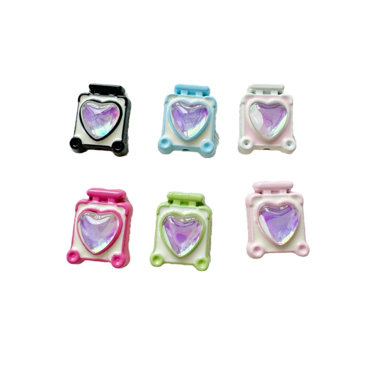 Square Teddy Bear and Luggage Metal Beads 12mm Colorful Painted 10pcs 5