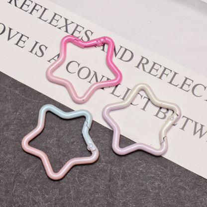 Alloy Gradient Pearlescent Star Trigger Spring Keyrings 4pcs 43mm 4
