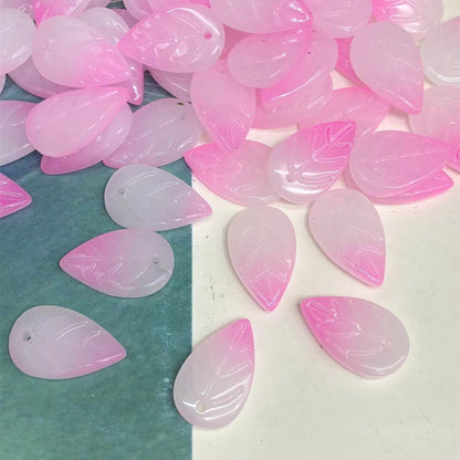 Czech Glass Beads Leaf 18mm Blue Veined Design 100pcs 12