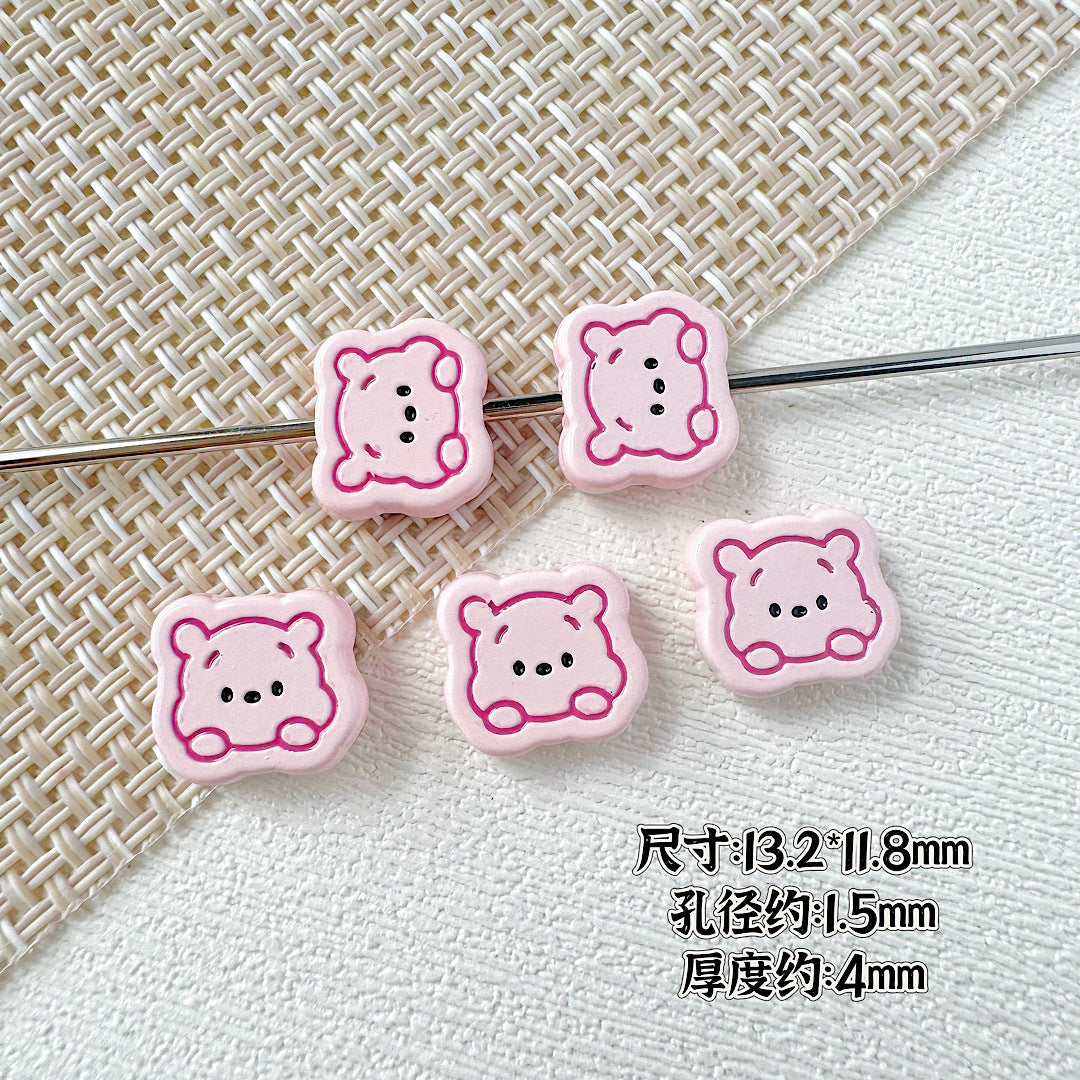 Bear Metal Beads 13mm Glossy Painted Alloy 10pcs 3