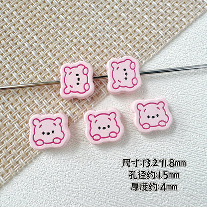 Bear Metal Beads 13mm Glossy Painted Alloy 10pcs 3