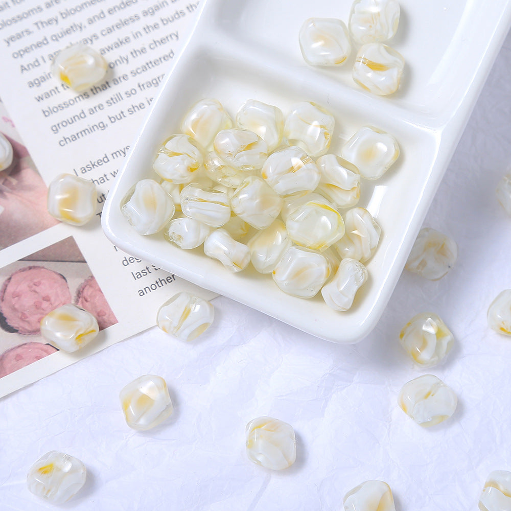 Heart Millefiori Glass Beads 11mm Marble Pattern Glossy 10pcs 3