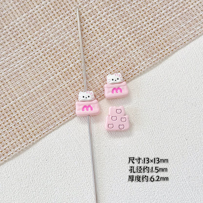 Cat and Bear Candy Painted Metal Beads 13 16mm Glossy 10pcs 3