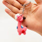 PVC Cartoon Giraffe Keychain Vibrant Colors Chunky Textures 3