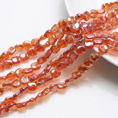 Electroplated Oblique Square Glass Beads 12mm Transparent Iridescent 20pcs 10