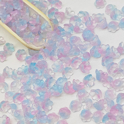 Campanula Flower Glass Beads 7x12mm Frosted Glossy Pastel 50pcs 20