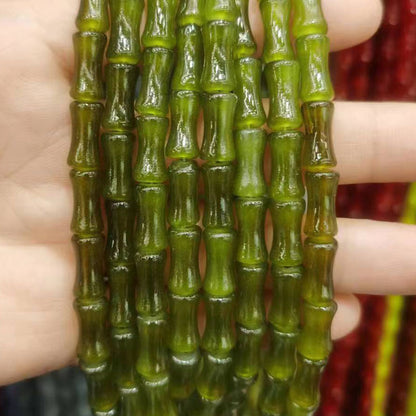 Transparent Bamboo Shape Glass Beads 6x12mm Glossy Finish 5 Strands 7