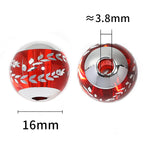 Transparent Colored Mirror Wheat Ear Printing Acrylic Round Beads 16mm 50pcs 3