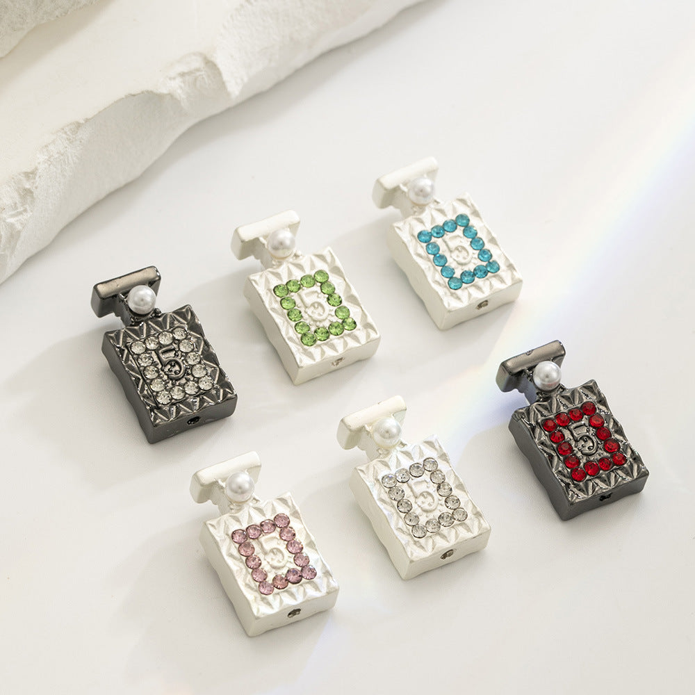 Perfume Bottle Rhinestone Beads 21x11mm Alloy Embeded 10pcs