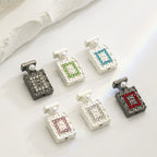 Perfume Bottle Rhinestone Beads 21x11mm Alloy Embeded 10pcs