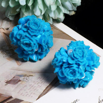 Matte Floral Bubblegum Beads 25mm Rose Cluster Polymer Clay 5pcs 19