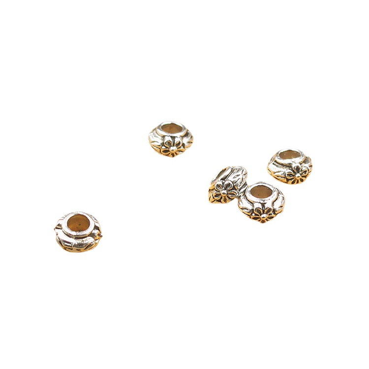 Alloy Plum Blossom Spacer Beads 6mm Silver Tone 100pcs 5