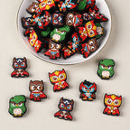 Silicone Focal Beads Owl Super Hero Wearing Mask and Cape 20pcs