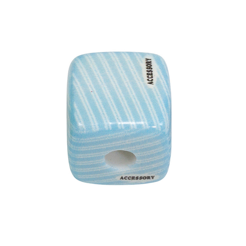 Striped Designer M Acrylic Square Beads 14mm 10pcs 16