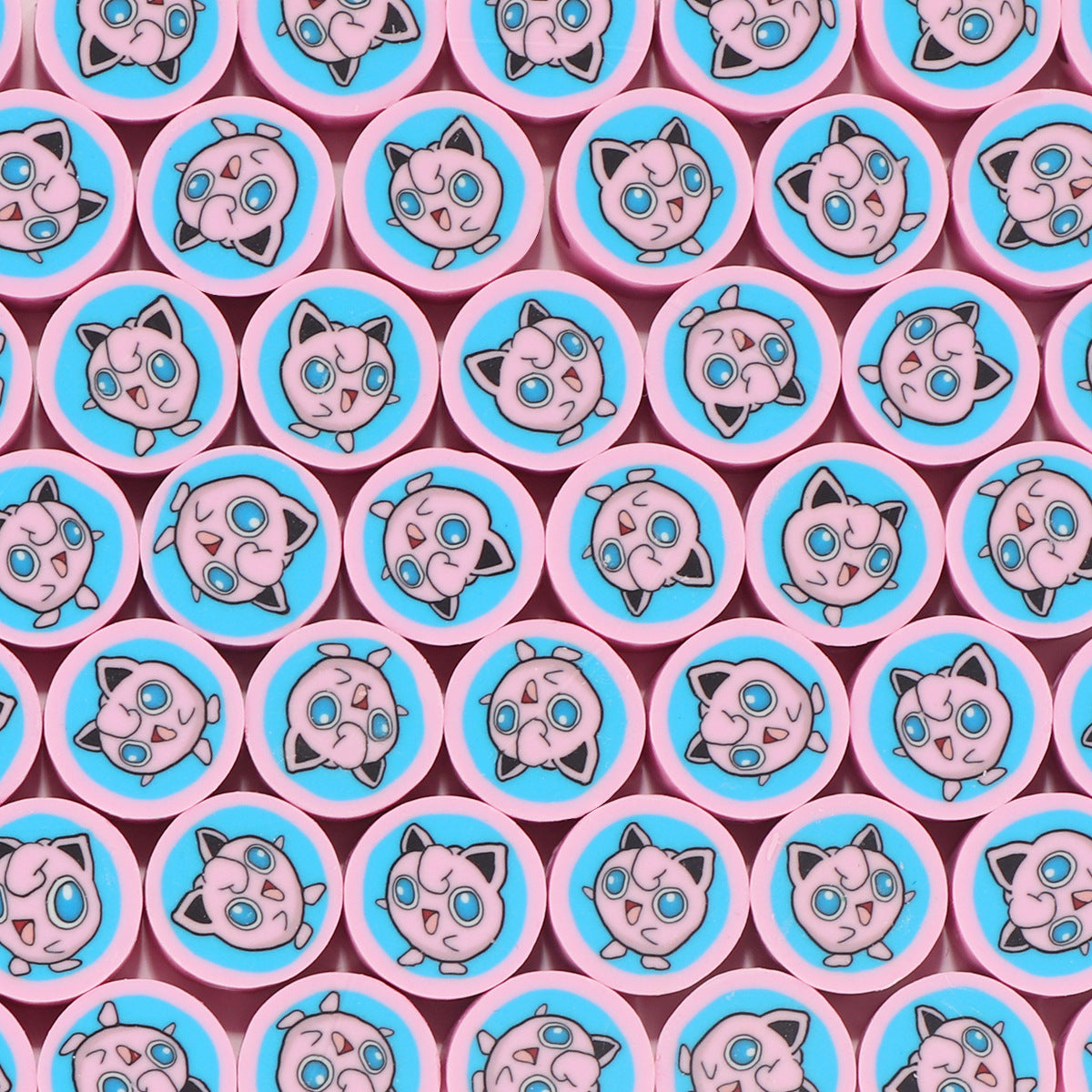 Flat Clay Beads 9mm Pokemon Series Colorful Character Faces 100pcs 6