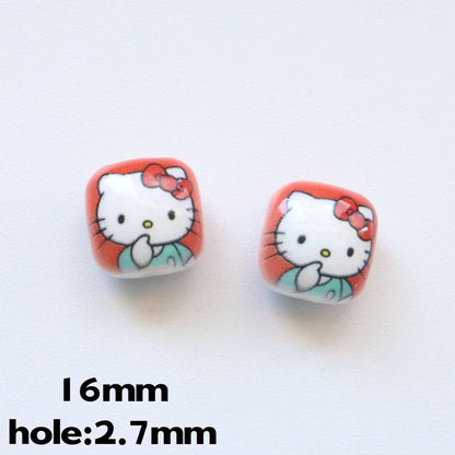 Double-Sided Blue Tone Square Acrylic Beads 16mm Printed 20pcs 7