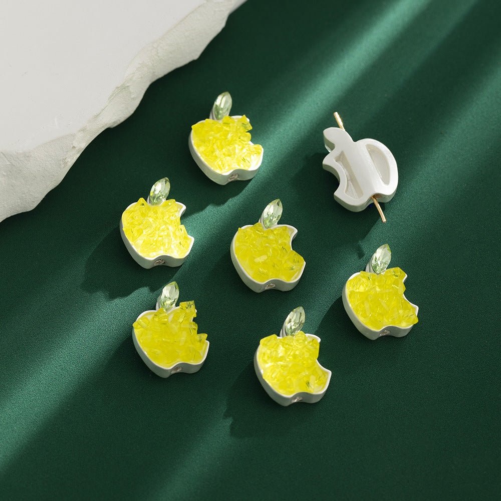 Apple Rhinestone Beads 17mm Colorful Pave Alloy 10pcs 3