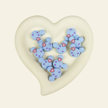 Silicone Focal Beads Mickey Head Polka Dot with Heart Accent 20pcs 10