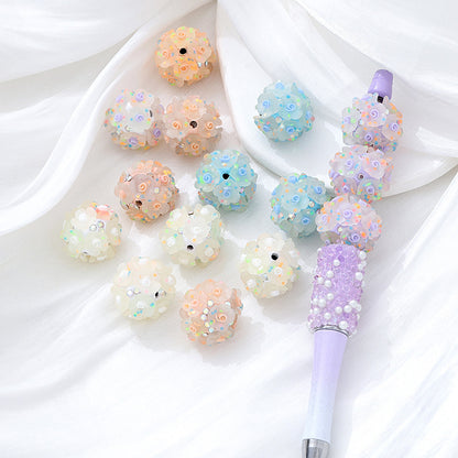 Floral Bubblegum Beads 20mm Glow In The Dark Matte Flower Ball 5pcs 2