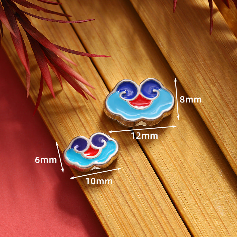 Cloud Metal Beads 14*9 12*8 10*6mm Enamel Alloy 100pcs 7
